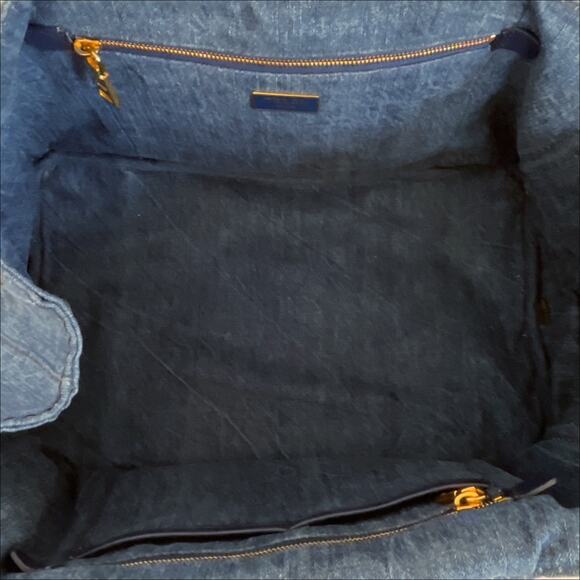PRADA Logo Avio Denim Large Canapa Tote - Picture 12 of 16